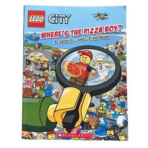 🩶5/$30 LEGO City: Where's the Pizza Boy? Search and Find Book by Scholastic